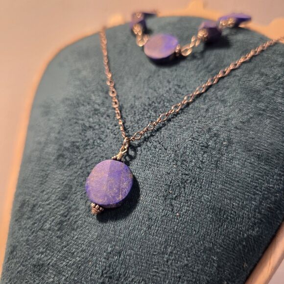 Vintage Natural Lapis and Sterling Silver Necklace And Bracelet - Picture 3 of 10